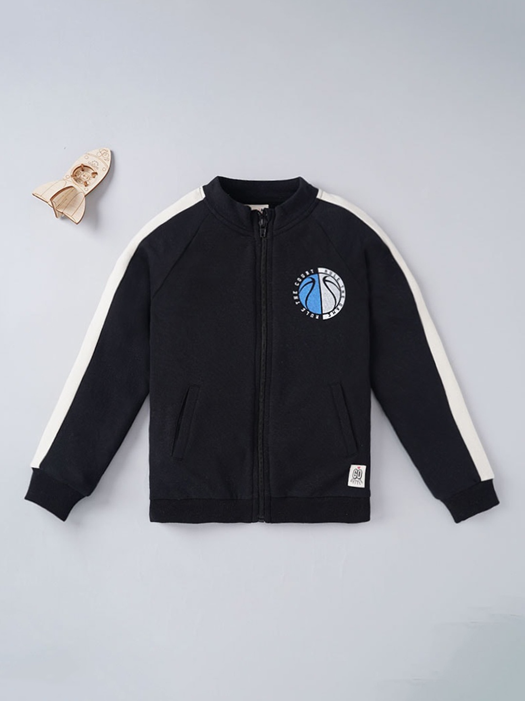 

Ed-a-Mamma Boys Black & Blue Colourblocked Lightweight Open Front Jacket