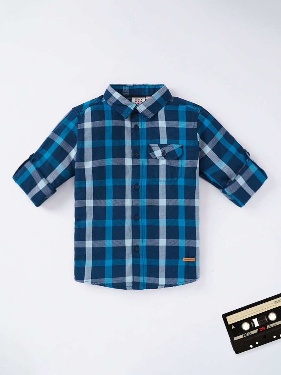 

Ed-a-Mamma Boys Blue Tartan Checks Checked Casual Shirt