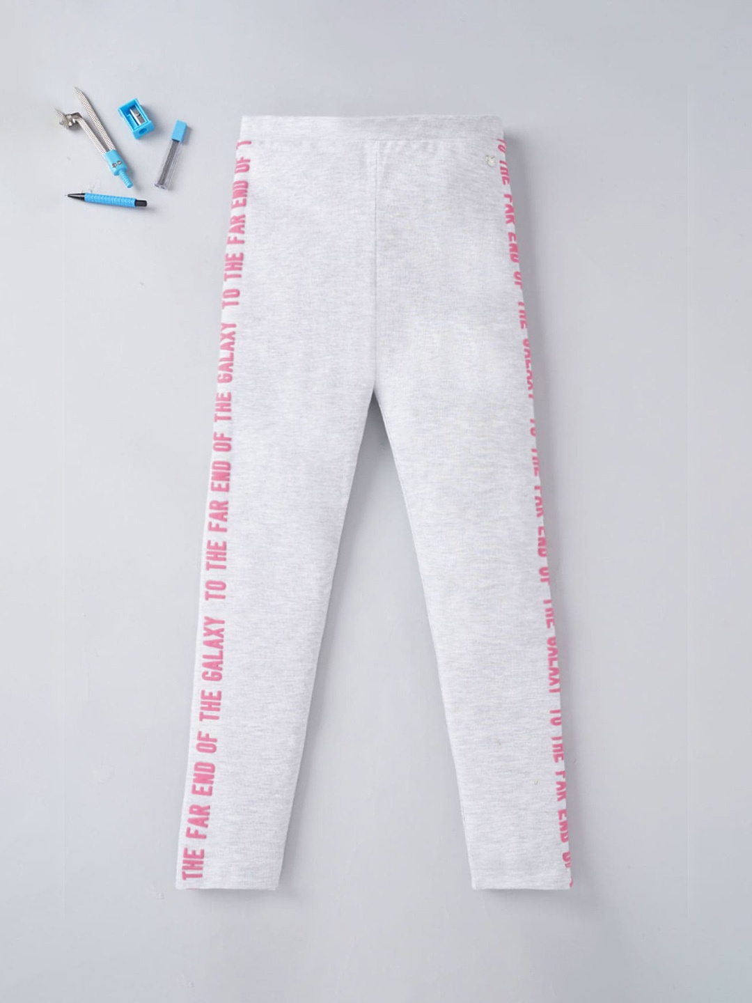 

Ed-a-Mamma Girls Grey Printed Cotton Ankle Length Leggings
