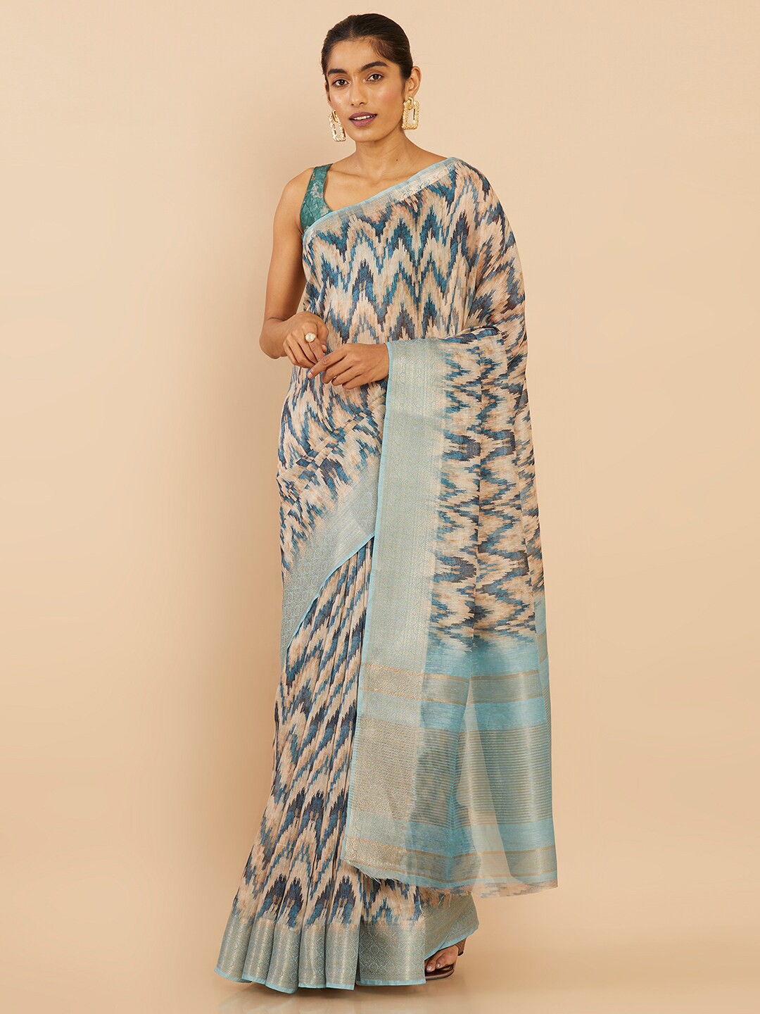 

Soch Beige & Green Art Silk Saree