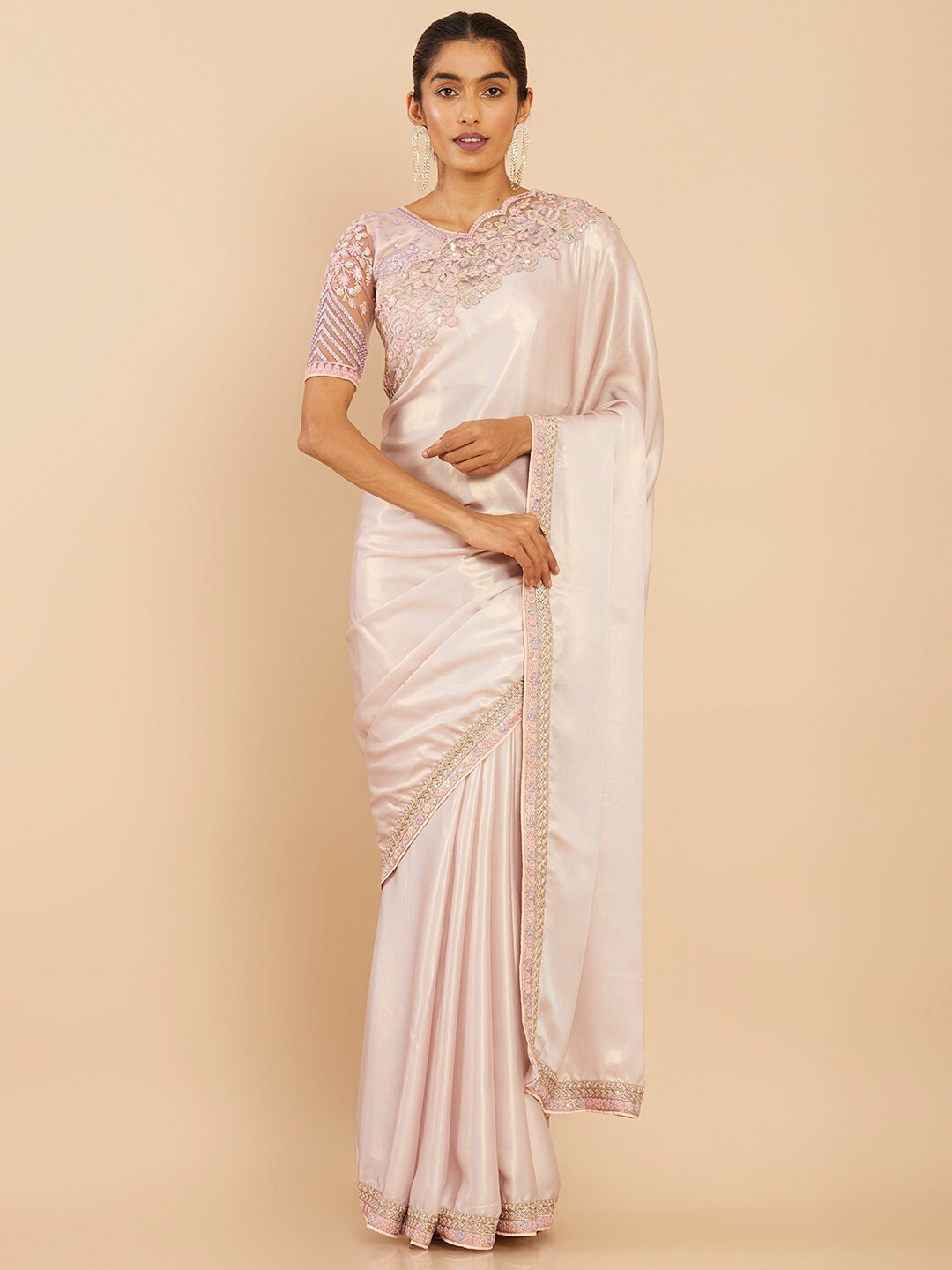 

Soch Pink Sequinned Pure Georgette Saree