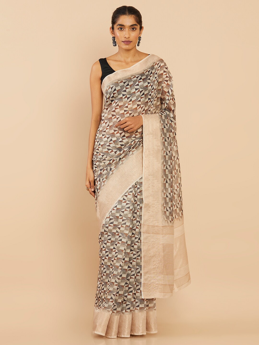 

Soch Beige & Brown Zari Art Silk Saree