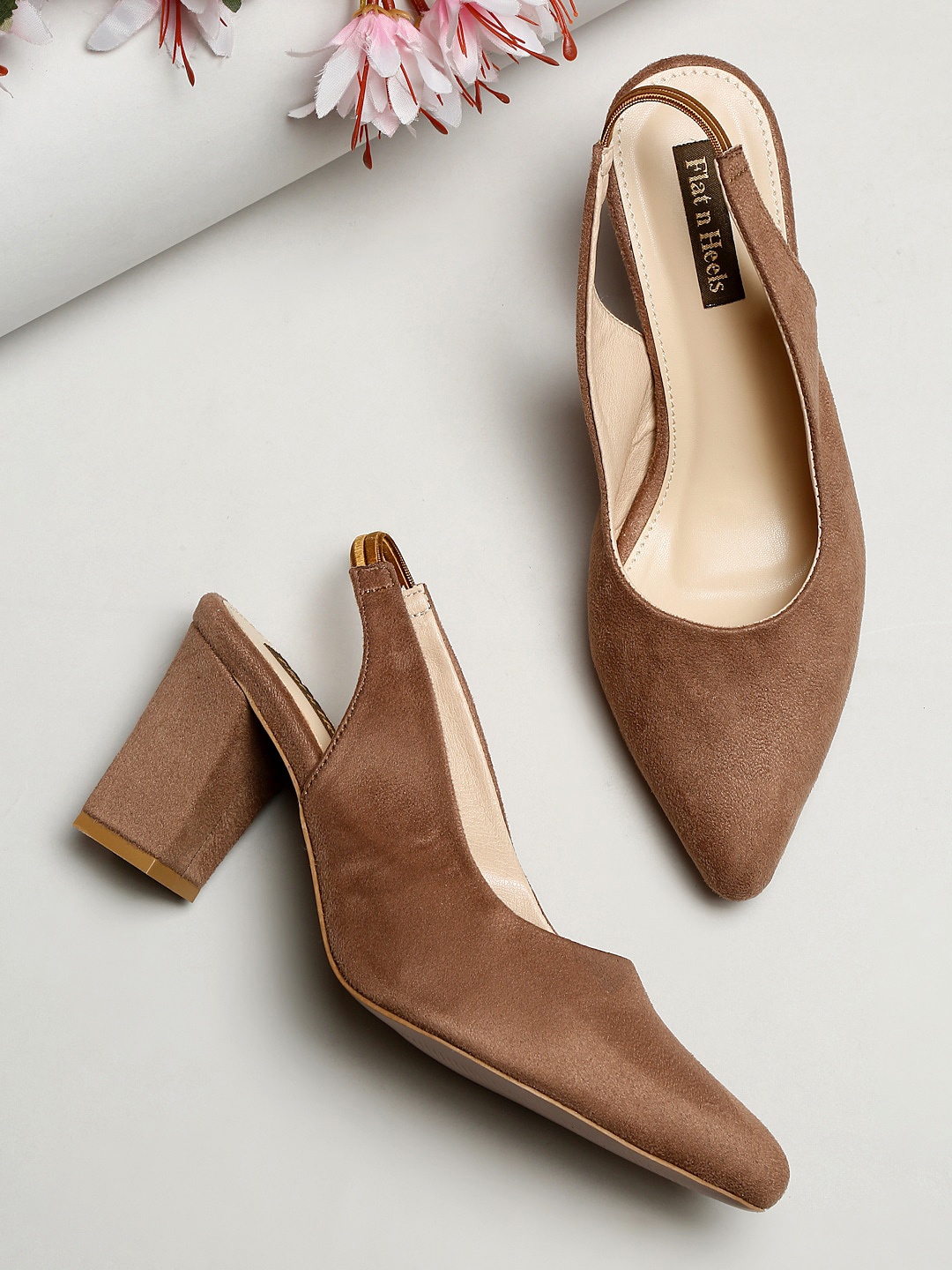 

Flat n Heels Suede Block Pumps, Khaki