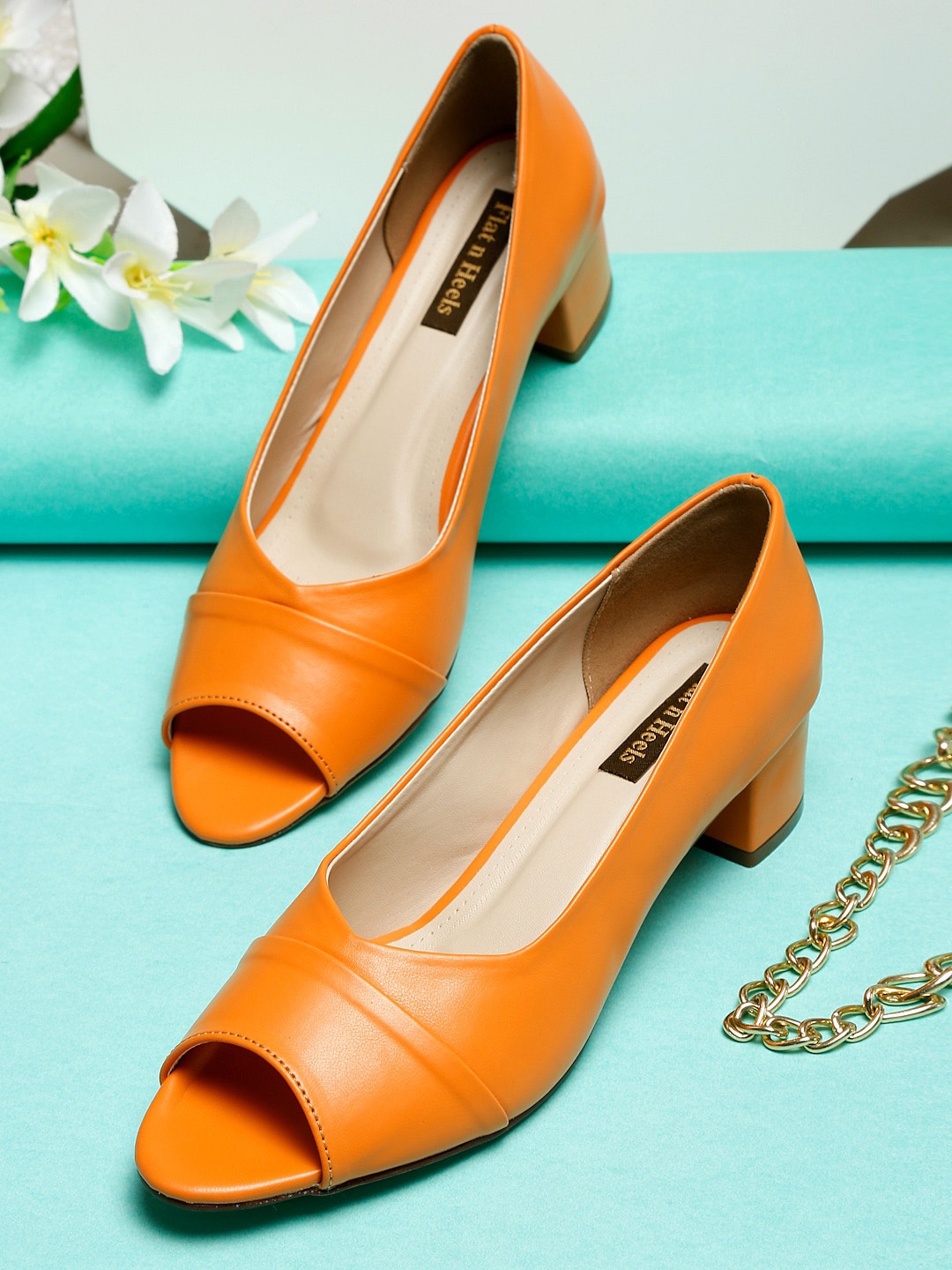 

Flat n Heels Block Peep Toes, Orange