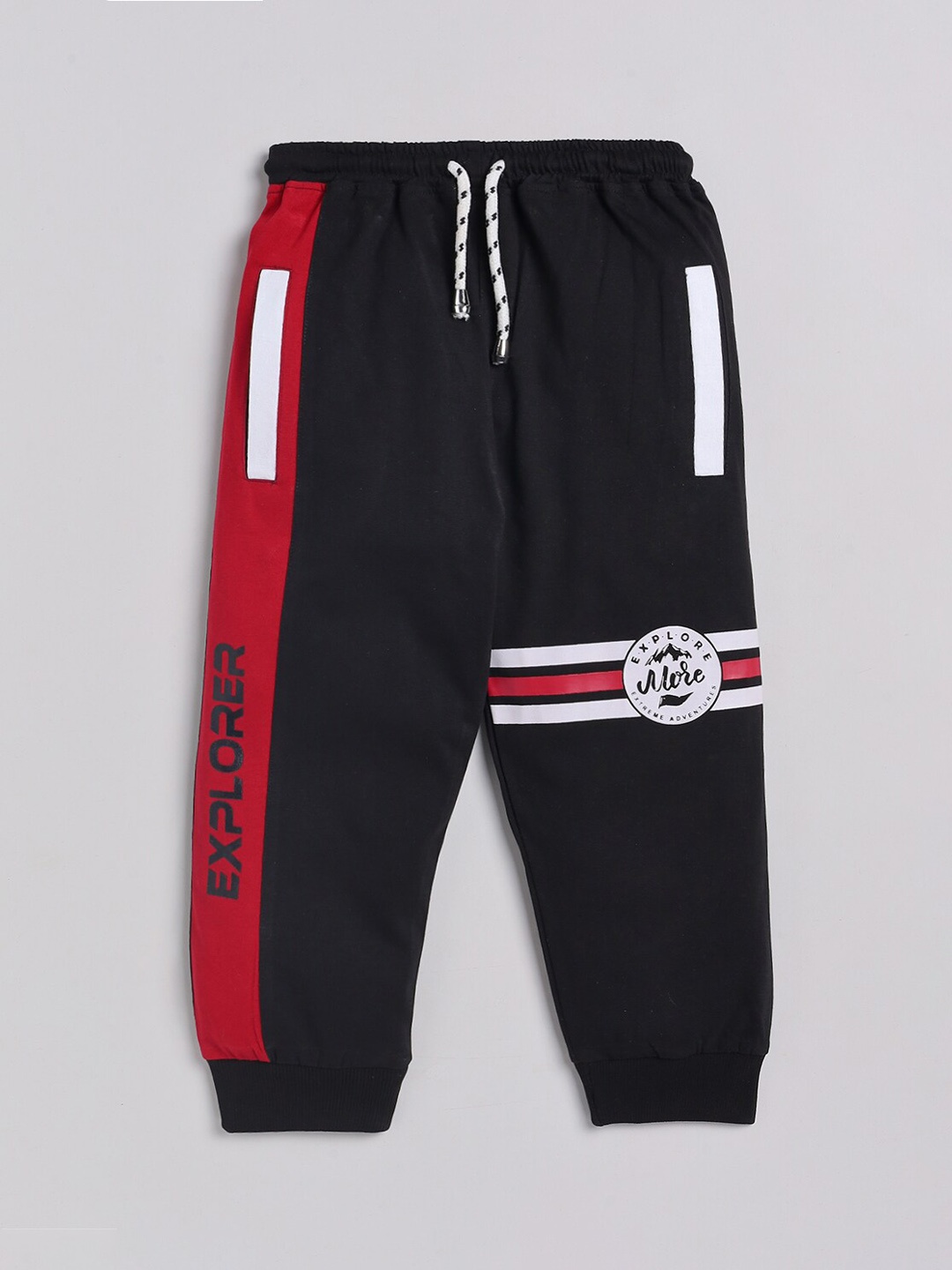 

Nottie Planet Boys Black Colourblocked Cotton Drawstring Joggers