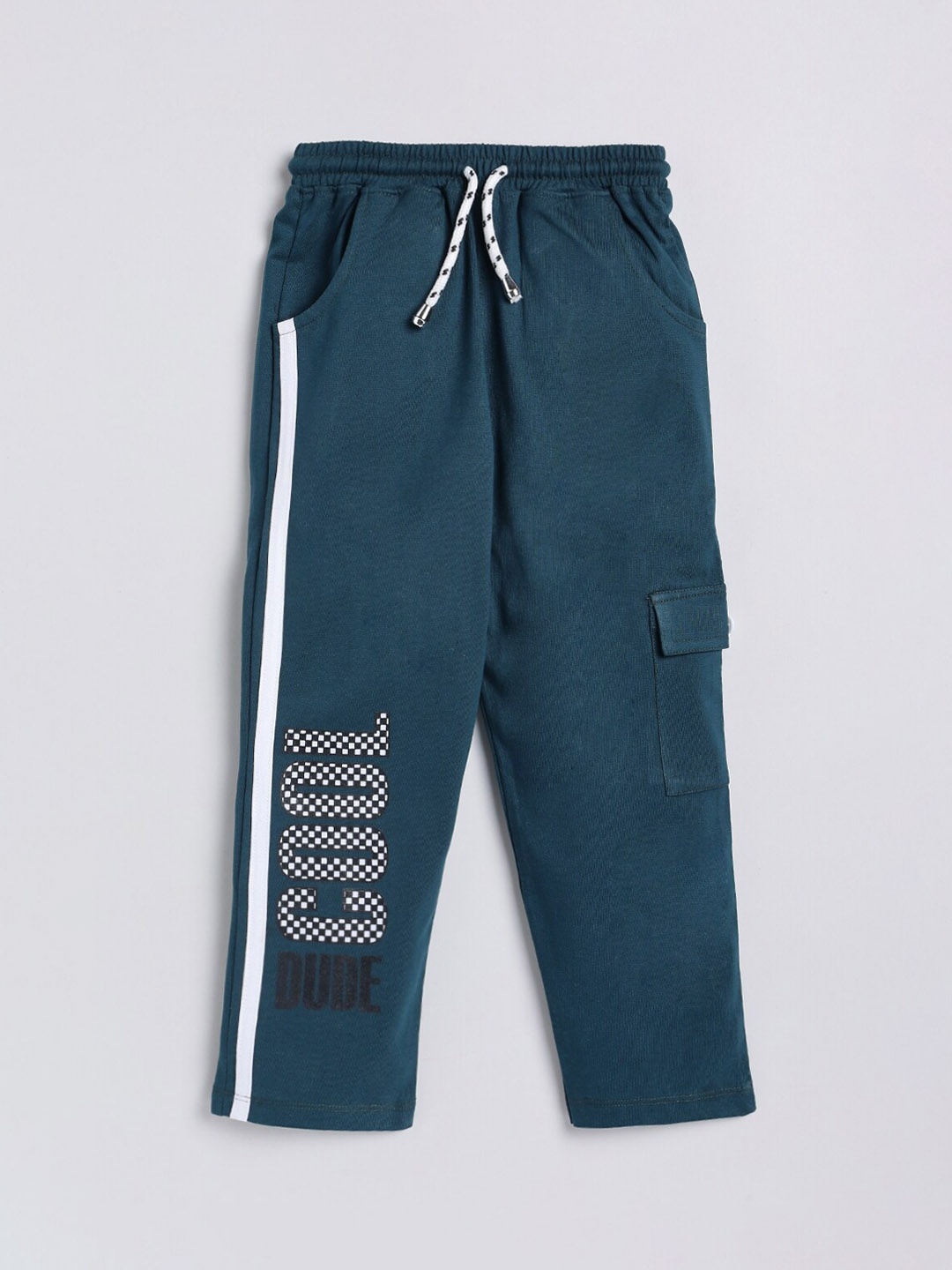 

Nottie Planet Boys Green Printed Pure Cotton Track Pants