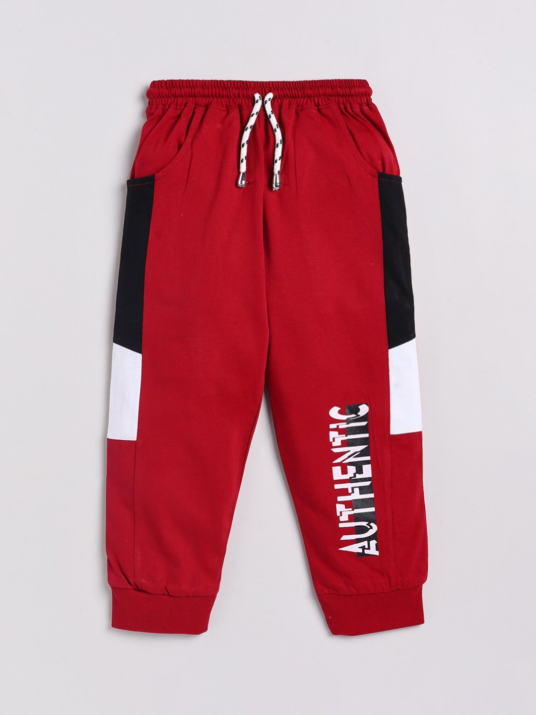 

Nottie Planet Boys Maroon Colourblocked Cotton Joggers