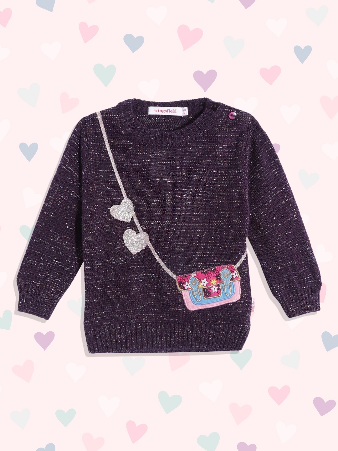 

Wingsfield Girls Purple Pullover with Applique Detail
