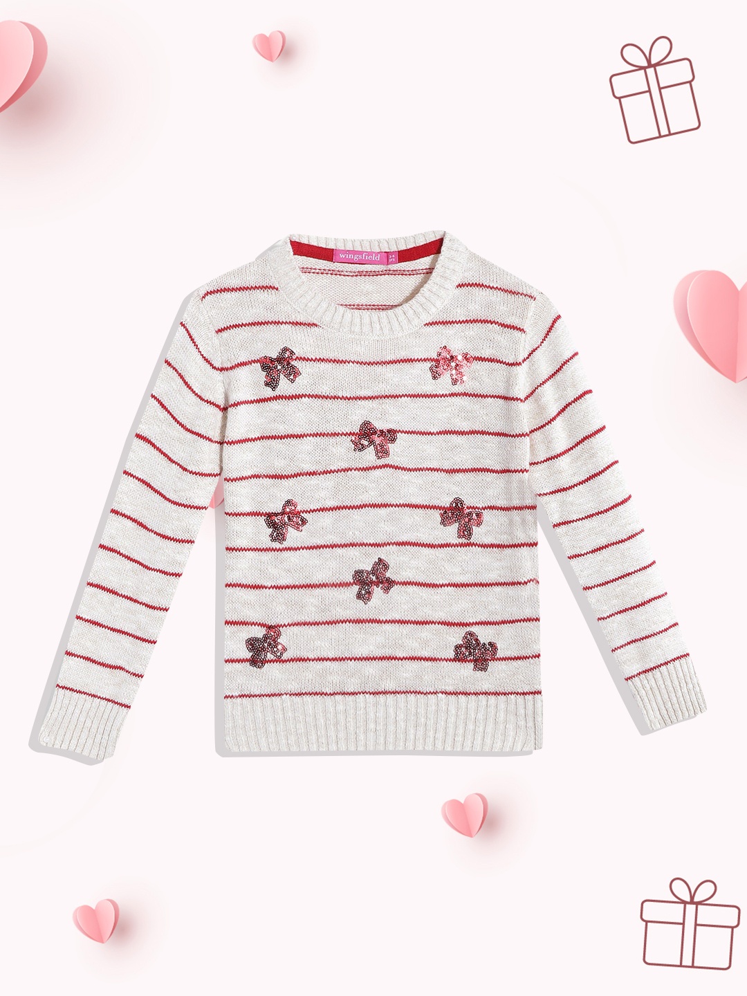 

Wingsfield Girls Pink Striped Pullover