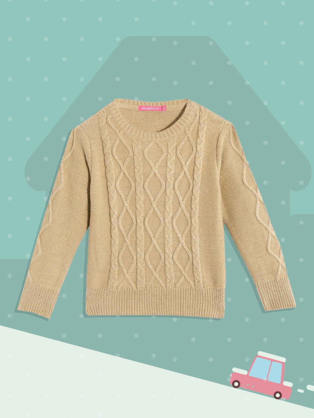 

Wingsfield Girls Beige Cable Knit Pullover