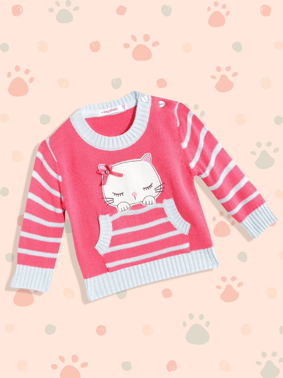 

Wingsfield Girls Pink & White Hello Kitty Animal Graphics Pullover