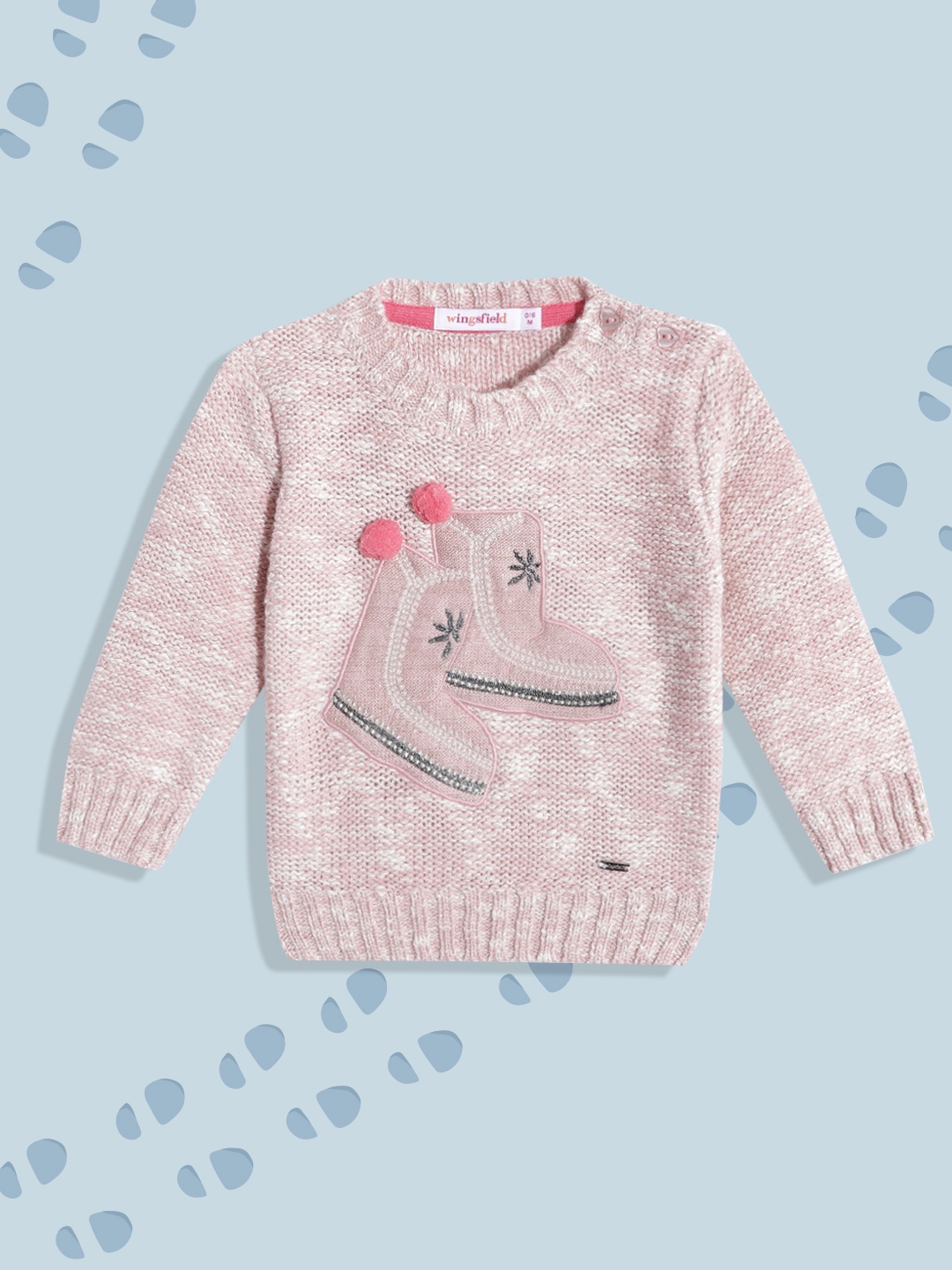 

Wingsfield Girls Pink & Black Pullover with Applique Detail