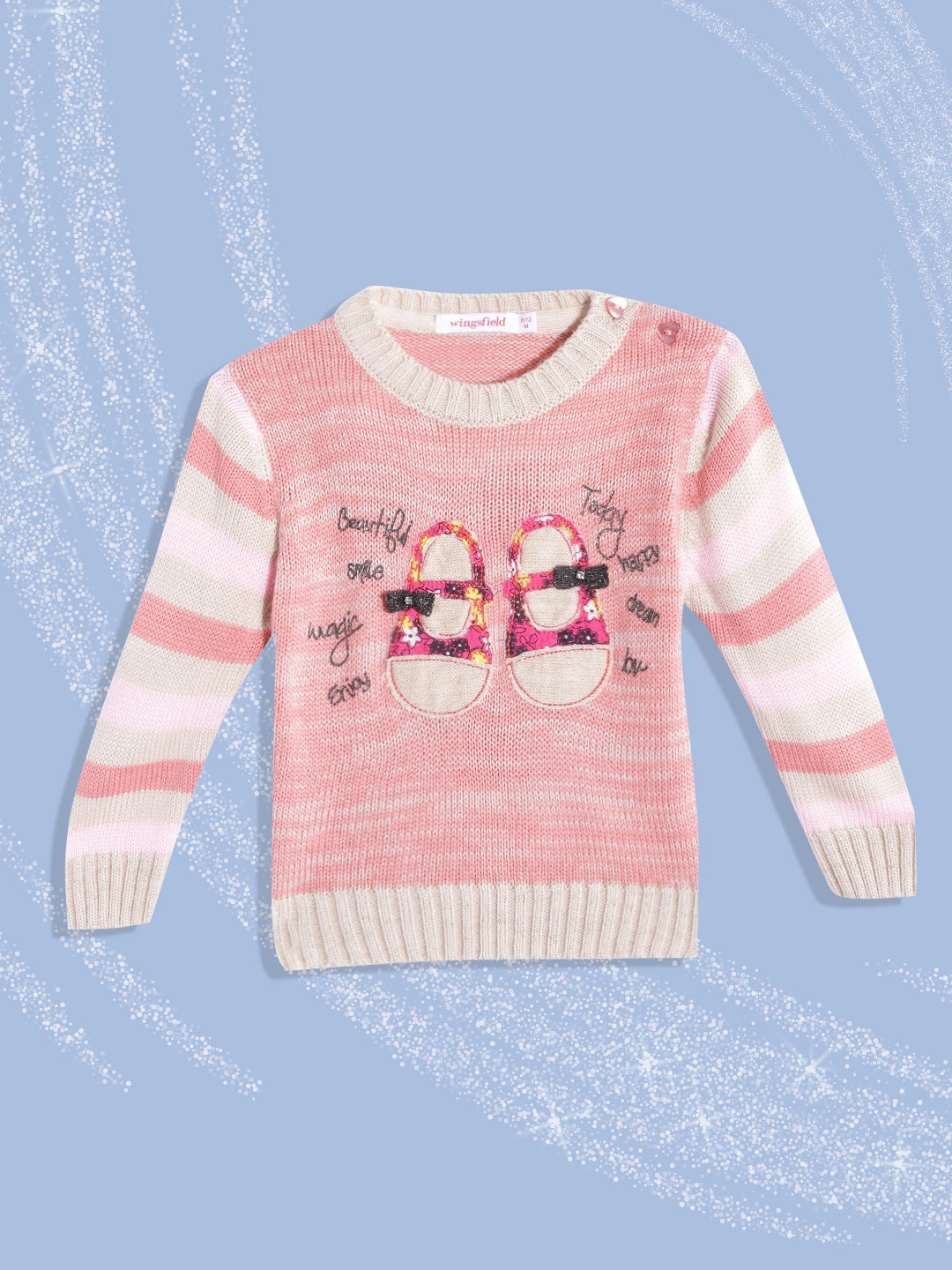 

Wingsfield Girls Pink Pullover with Applique Detail