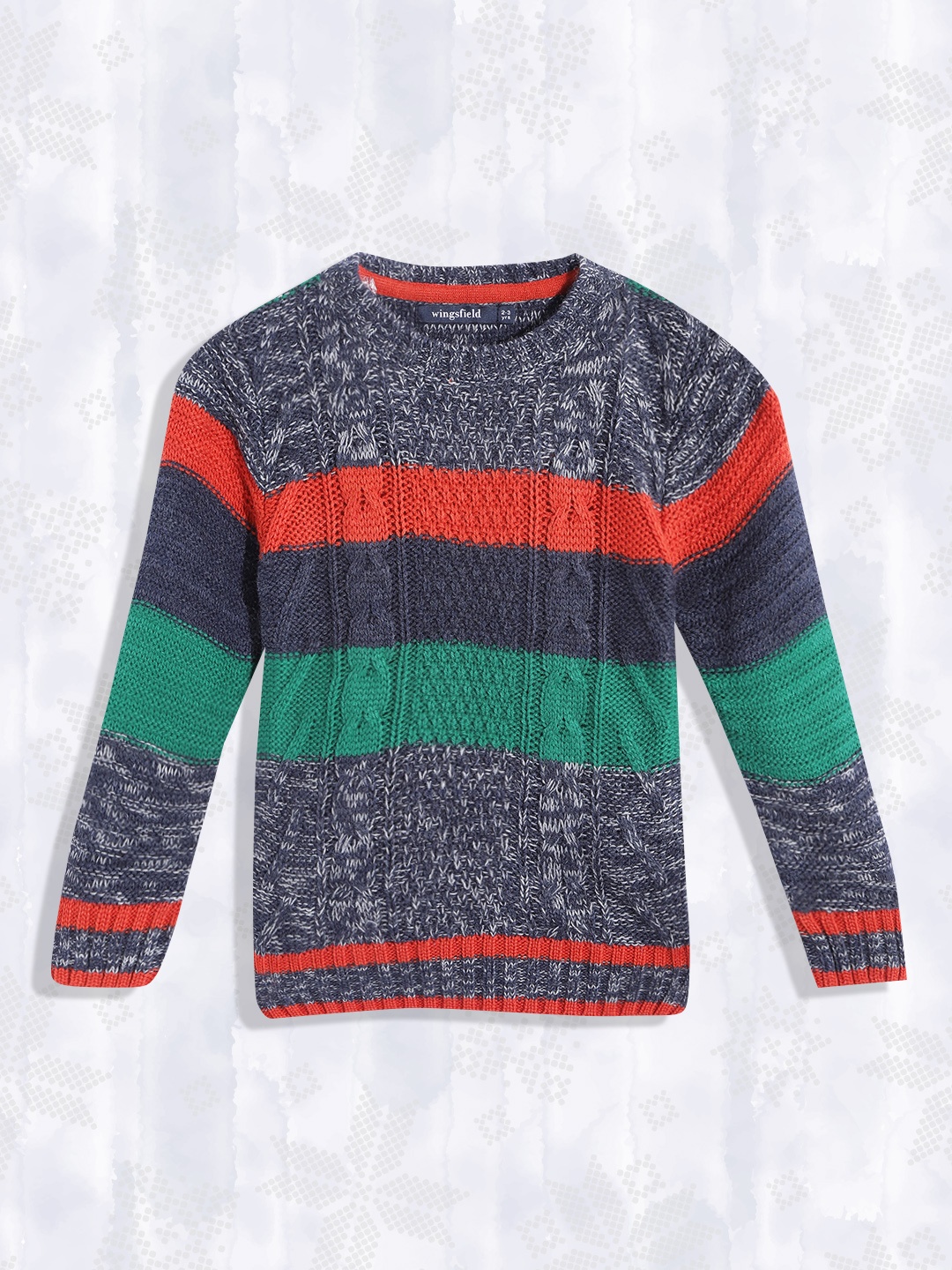 

Wingsfield Boys Multicoloured Striped Acrylic Pullover, Multi