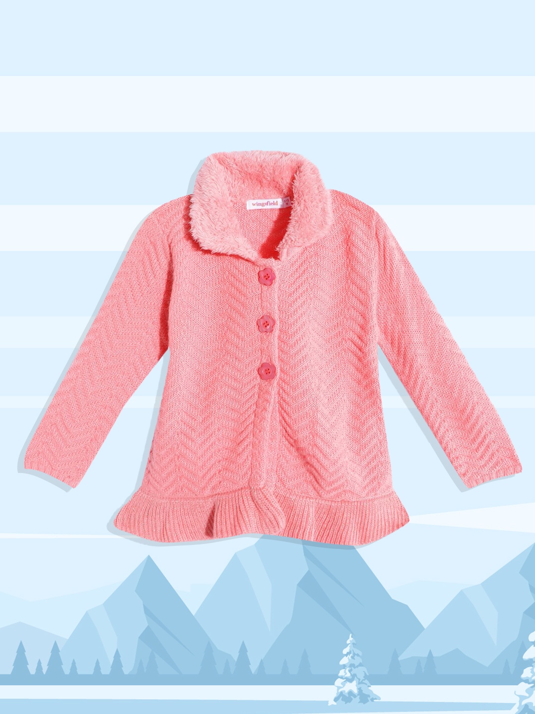 

Wingsfield Girls Pink Chevron Acrylic Cardigan