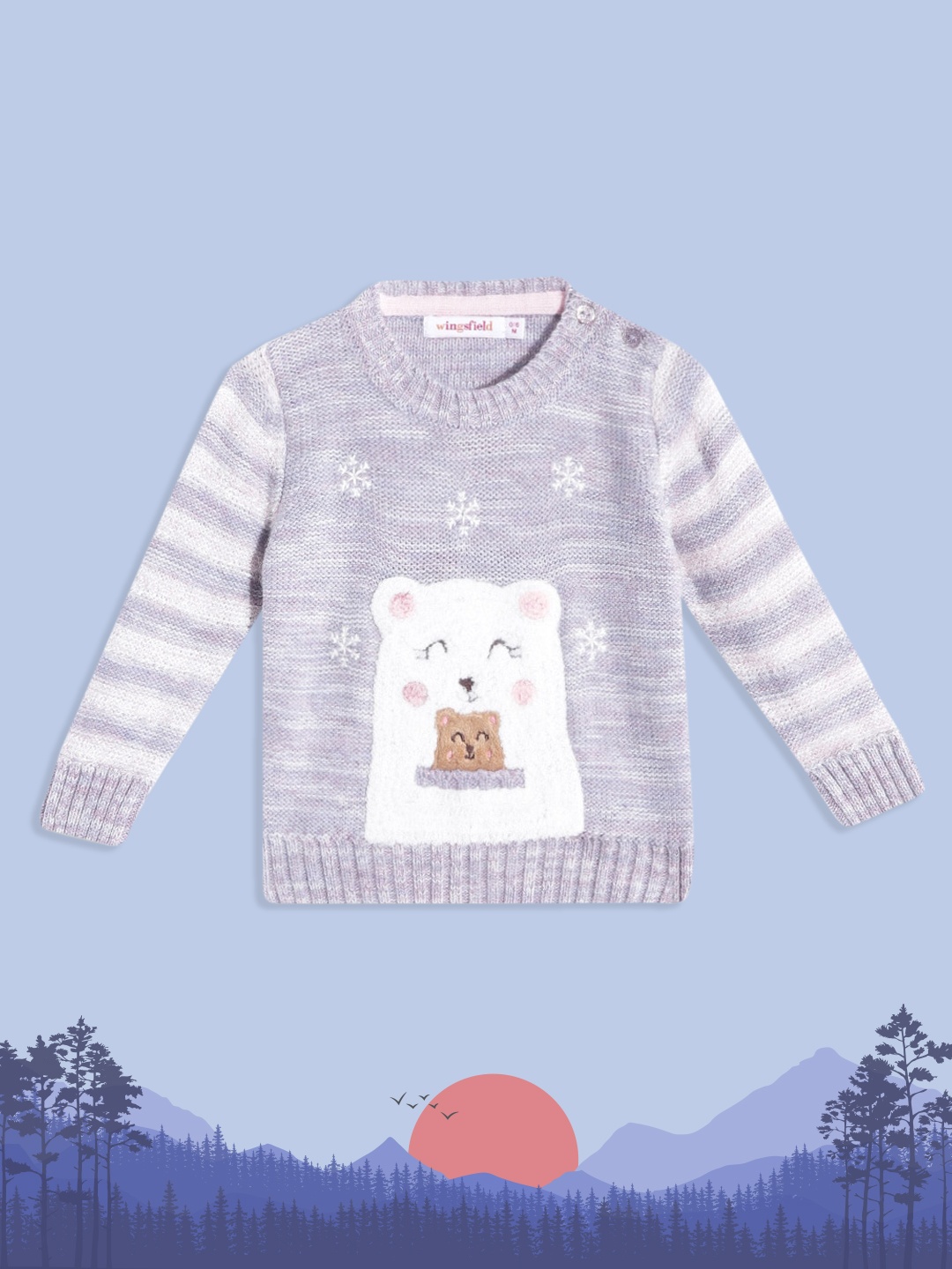

Wingsfield Girls Blue & White Pullover with Applique Detail