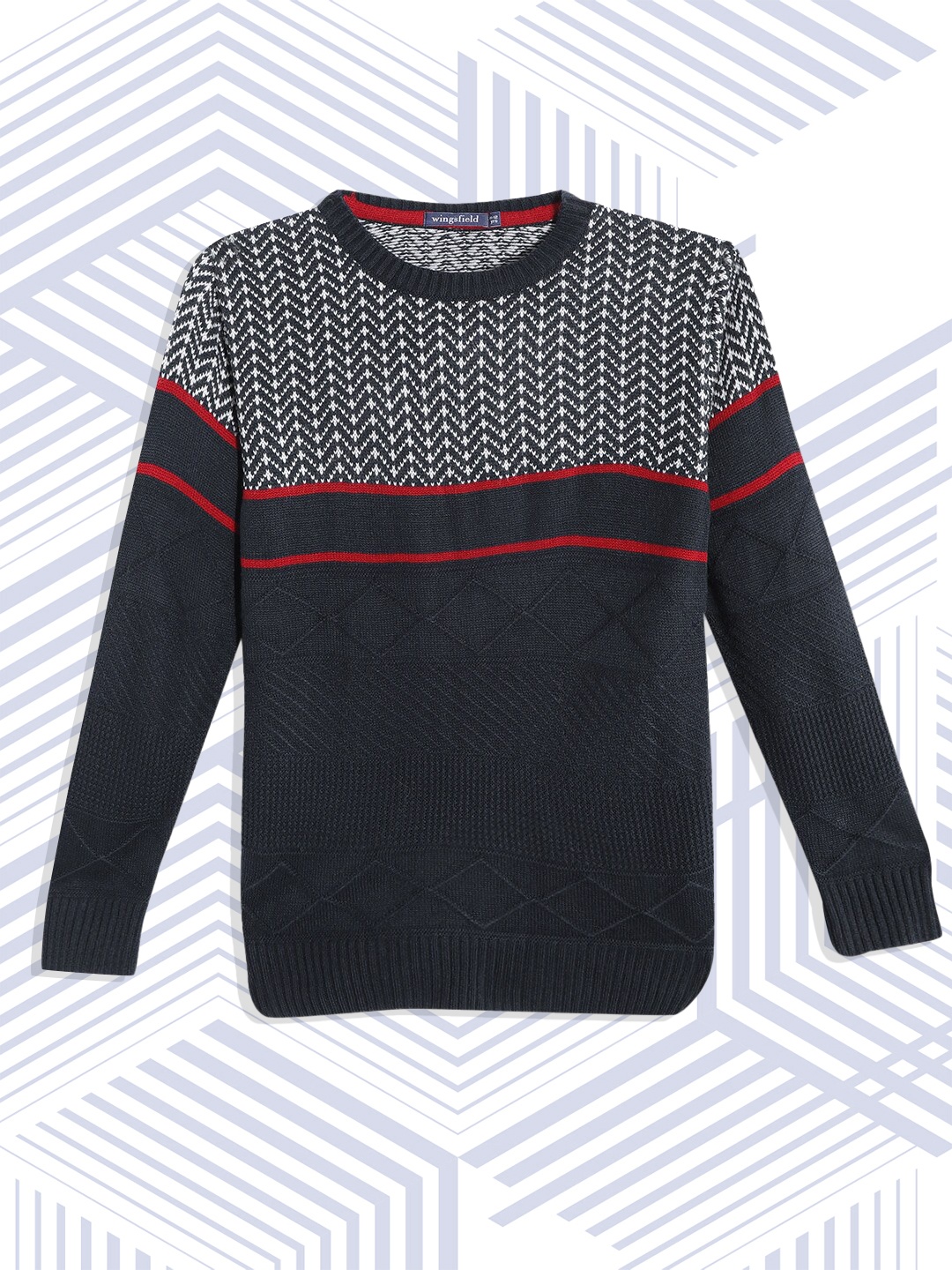 

Wingsfield Boys Blue & White Self Design Acrylic Pullover