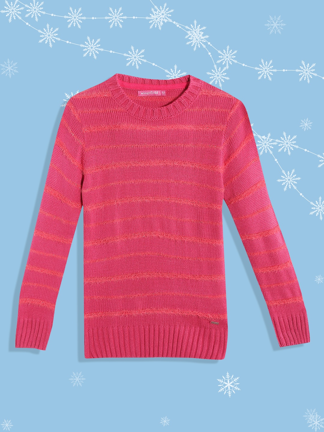 

Wingsfield Girls Magenta & Orange Striped Pullover
