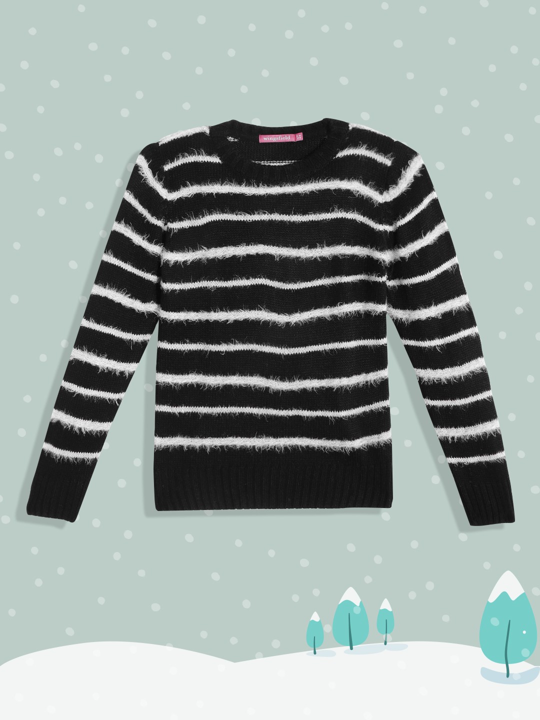 

Wingsfield Girls Black & White Striped Pullover
