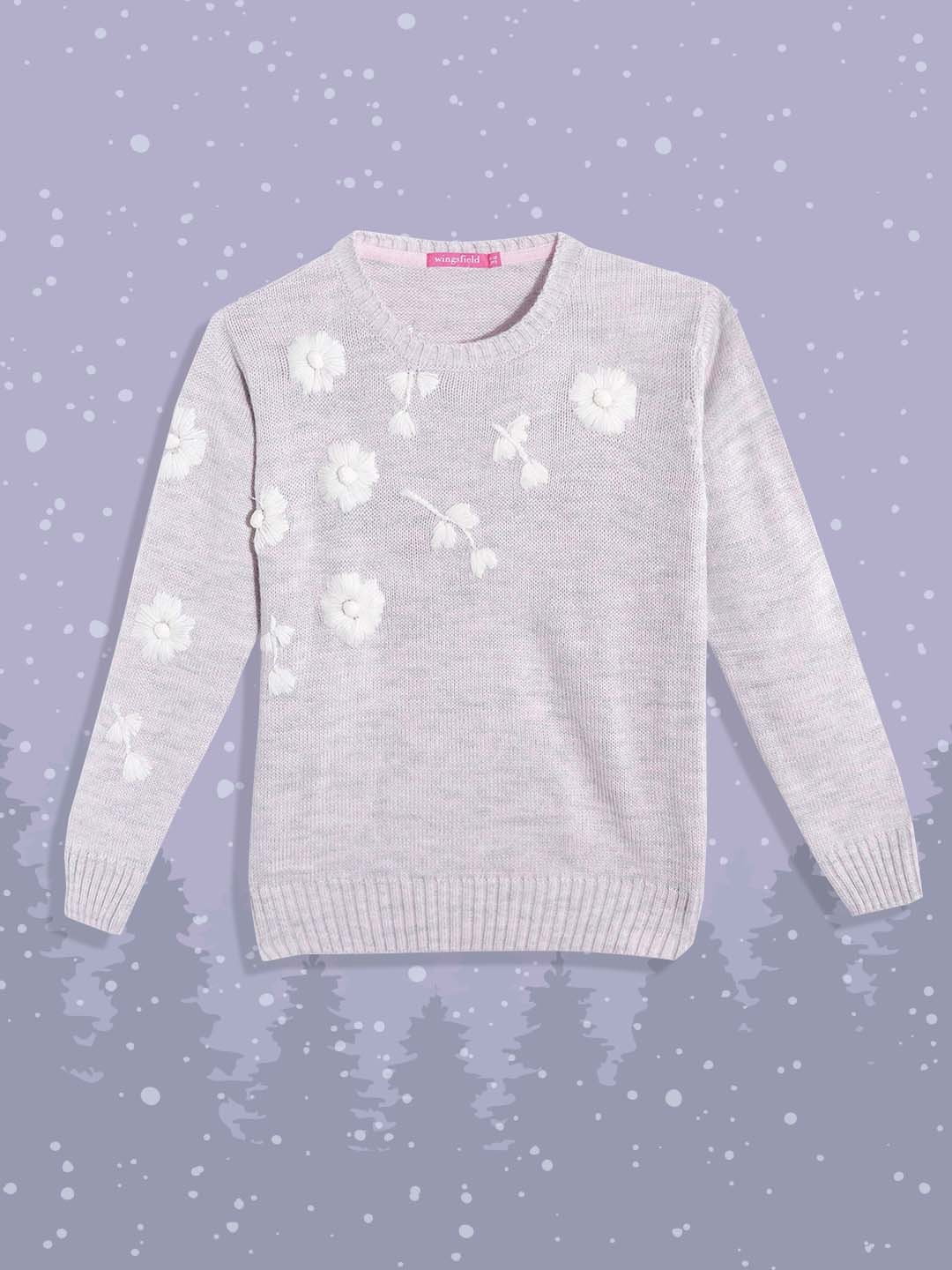 

Wingsfield Girls Pink & Lavender Floral Pullover with Embroidered Detail