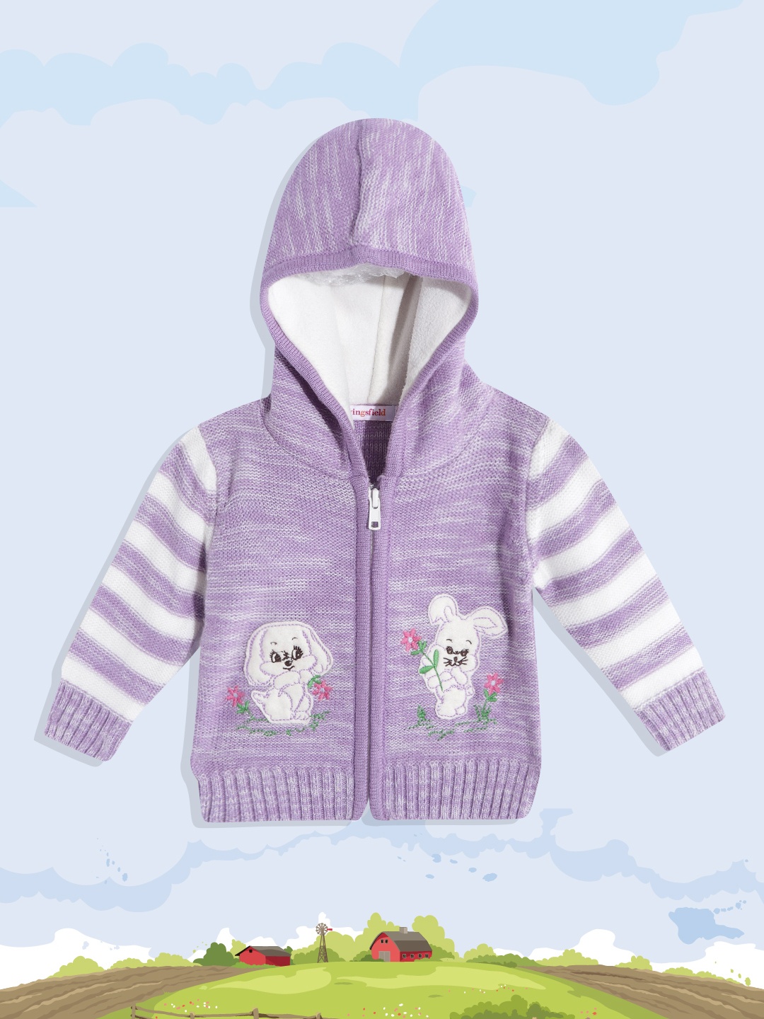 

Wingsfield Girls Purple & White Animal Sweater with Embroidered Detail