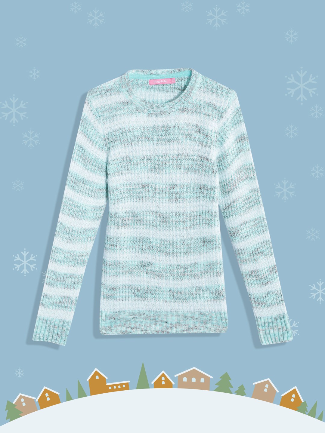 

Wingsfield Girls Sea Green Striped Pullover