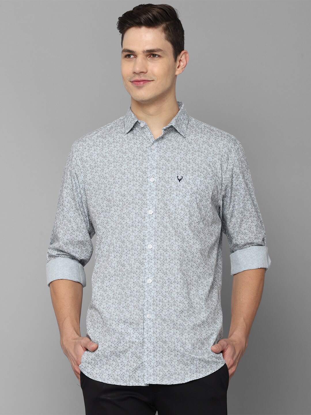 

Allen Solly Men Grey Printed Cotton Casual Shirt