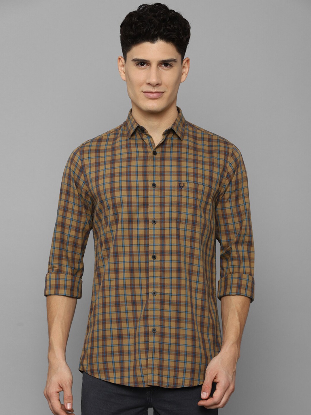

Allen Solly Men Brown Checked Cotton Casual Shirt