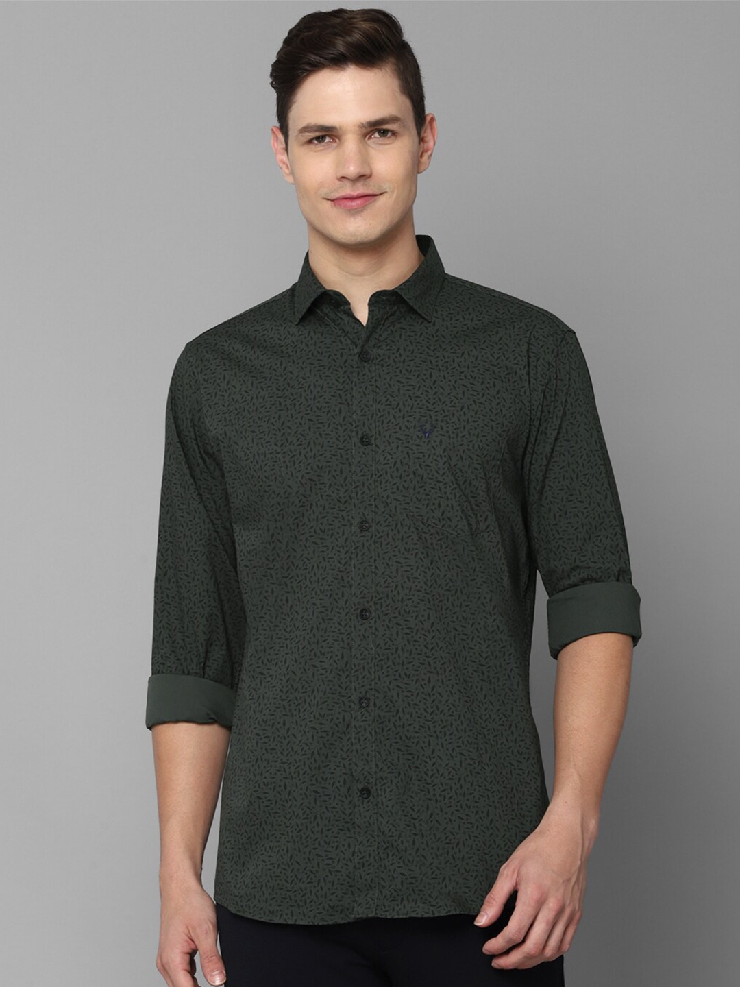 

Allen Solly Men Olive Green Slim Fit Printed Casual Shirt