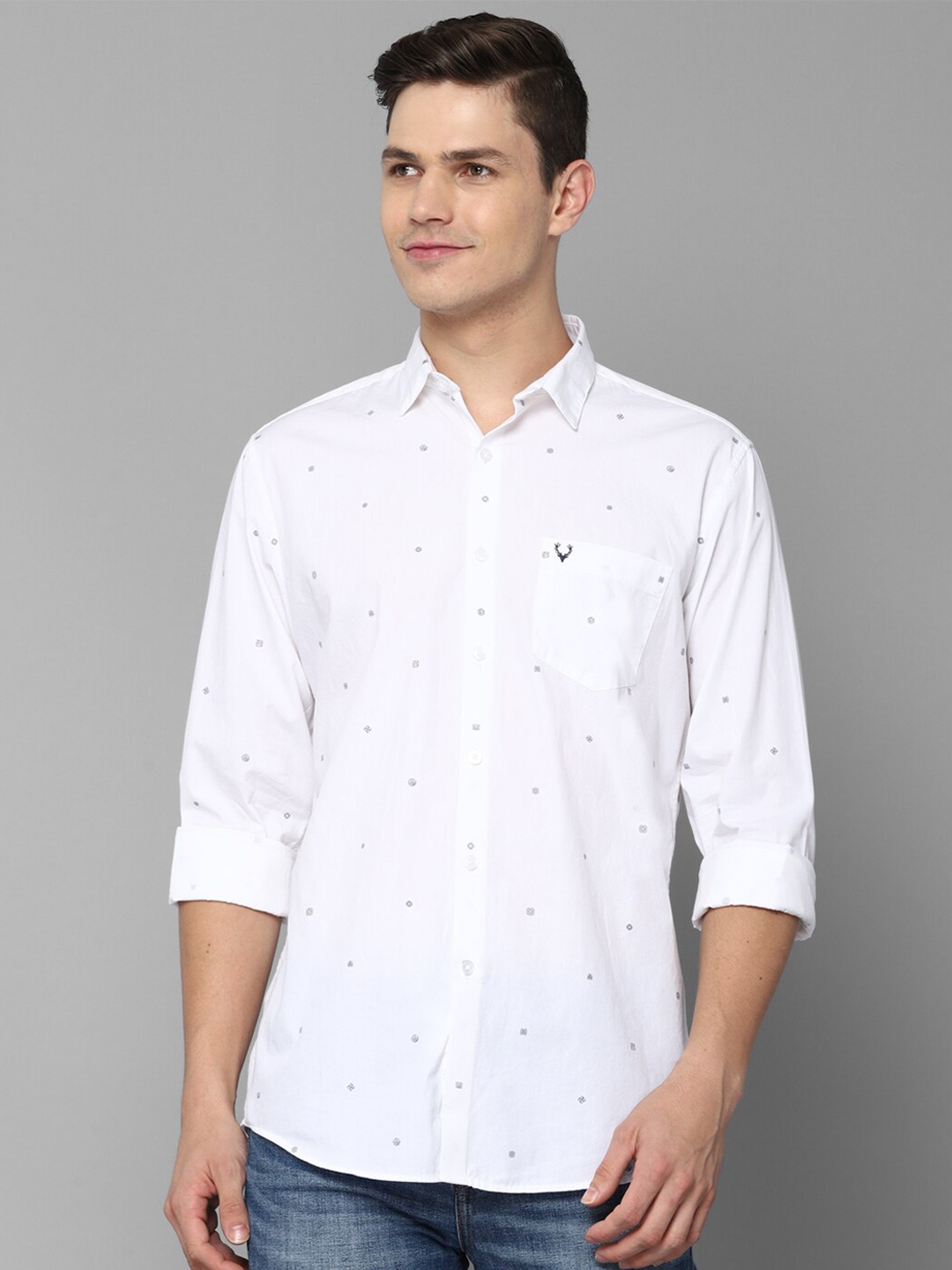 

Allen Solly Men Slim Fit Printed Pure Cotton Casual Shirt, White