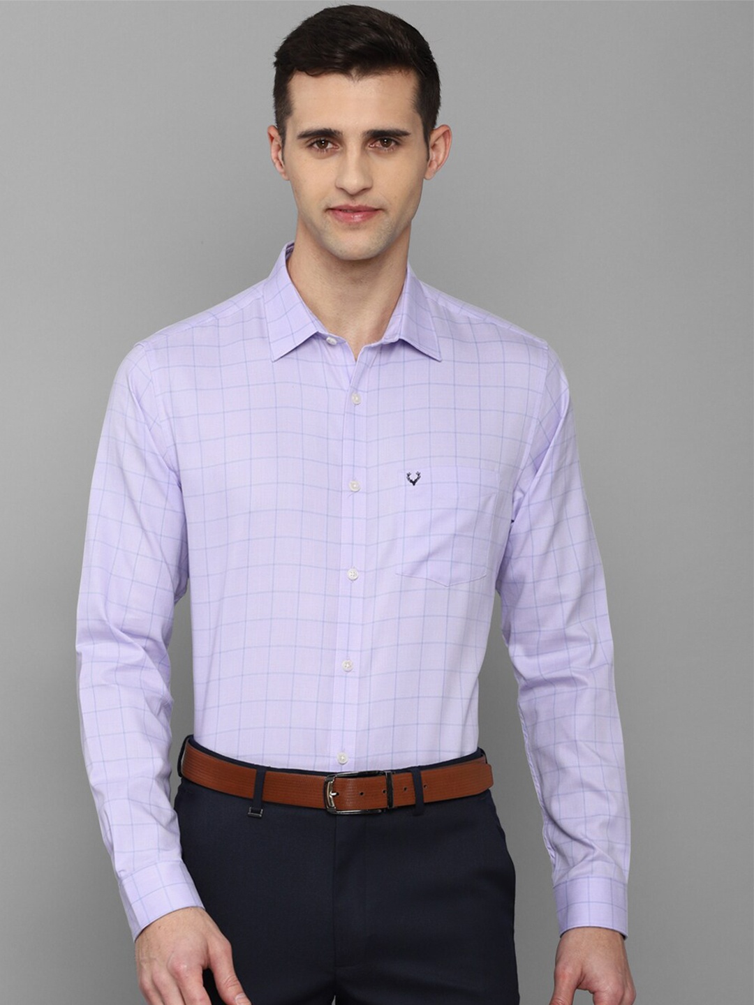 

Allen Solly Men Purple Slim Fit Checked Cotton Formal Shirt