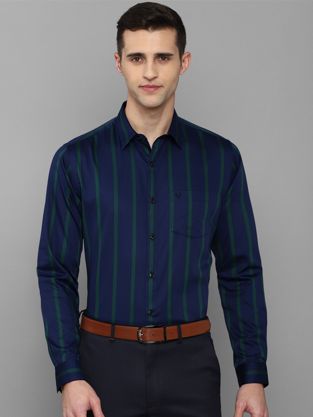 

Allen Solly Men Blue Striped Slim Fit Cotton Formal Shirt