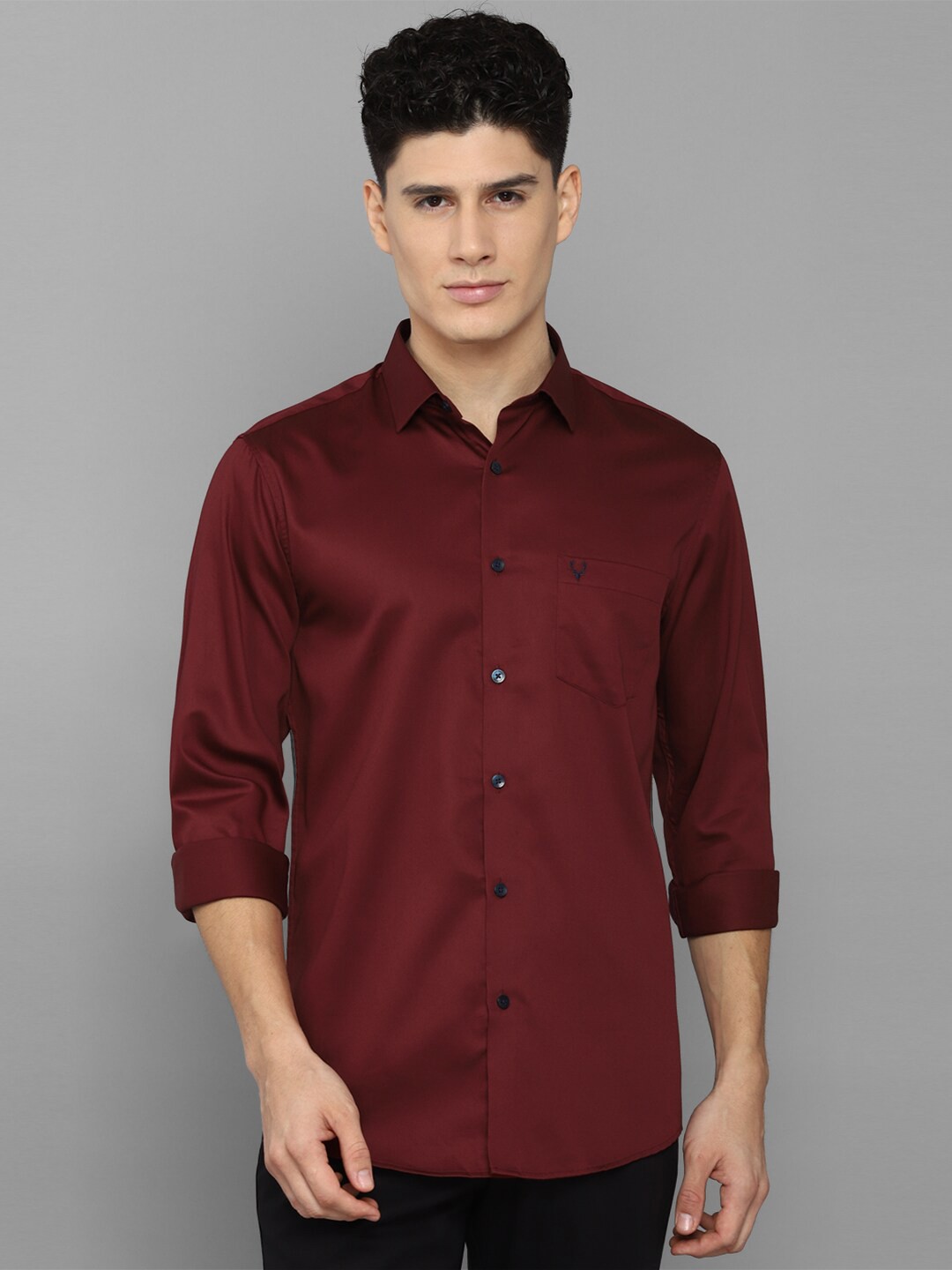 

Allen Solly Men Maroon Slim Fit Pure Cotton Casual Shirt