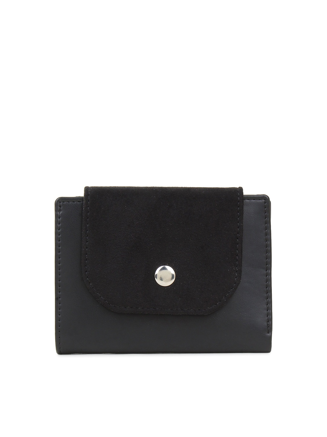 

yelloe Women Two Fold Synthetic Leather Wallet, Black