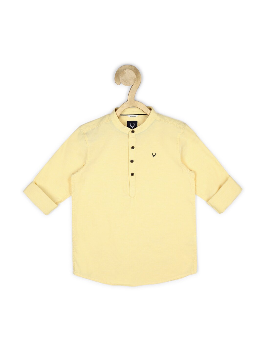 

Allen Solly Junior Boys Yellow Regular Fit Mandarin Collar Cotton Casual Shirt