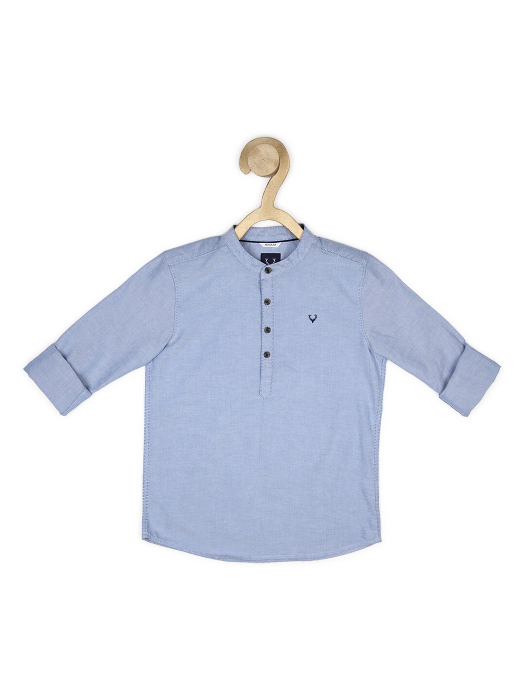 

Allen Solly Junior Boys Blue Regular Fit Mandarin Collar Cotton Casual Shirt