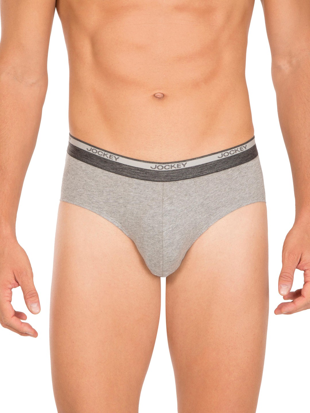 

Jockey Combed Cotton Brief with Ultrasoft Waistband-8037, Grey melange