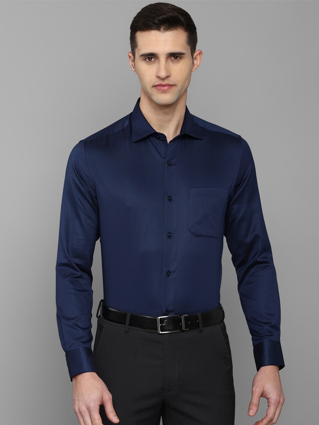 

Louis Philippe Men Navy Blue Formal Shirt