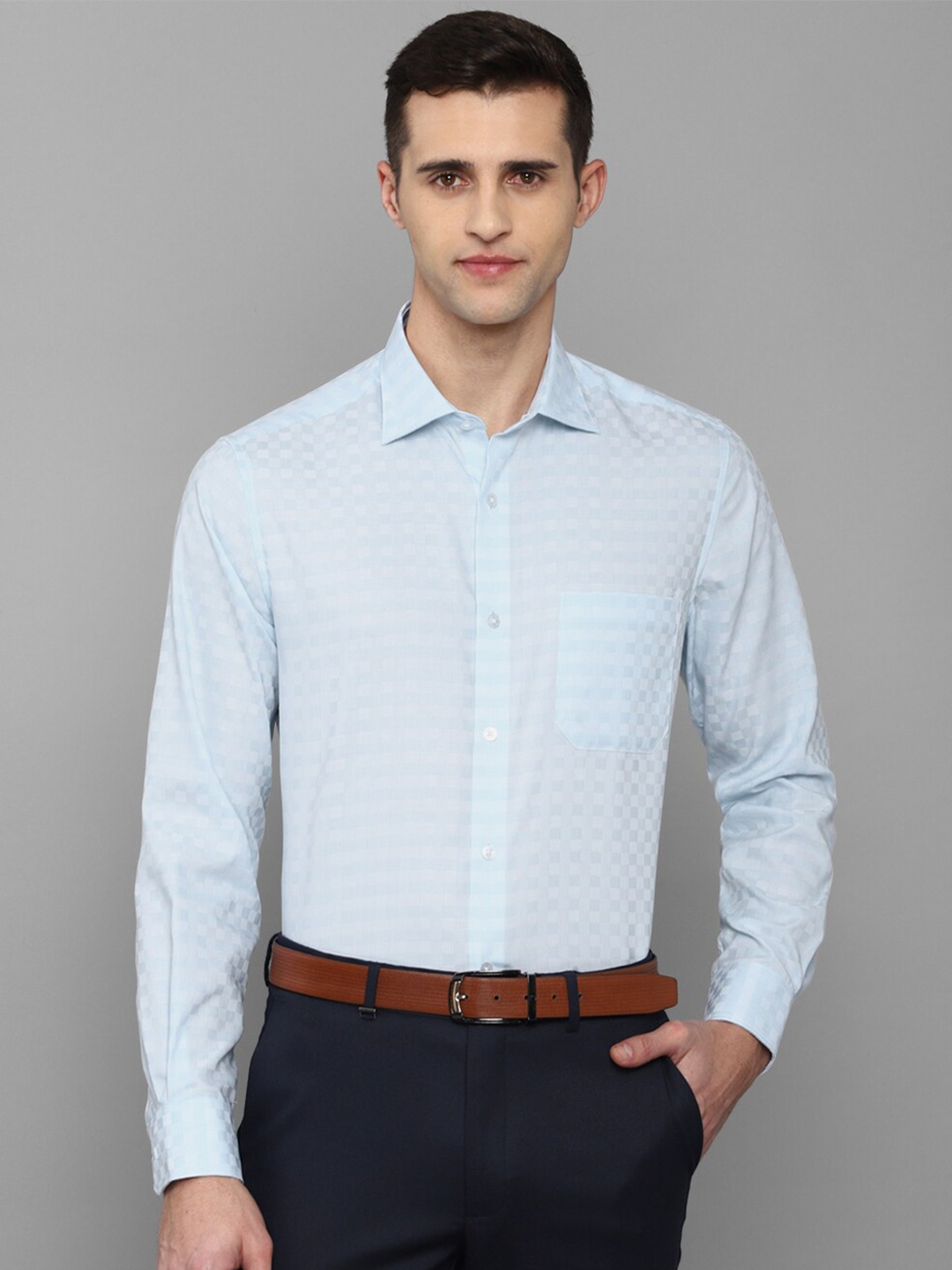 

Louis Philippe Men Blue Checked Formal Shirt