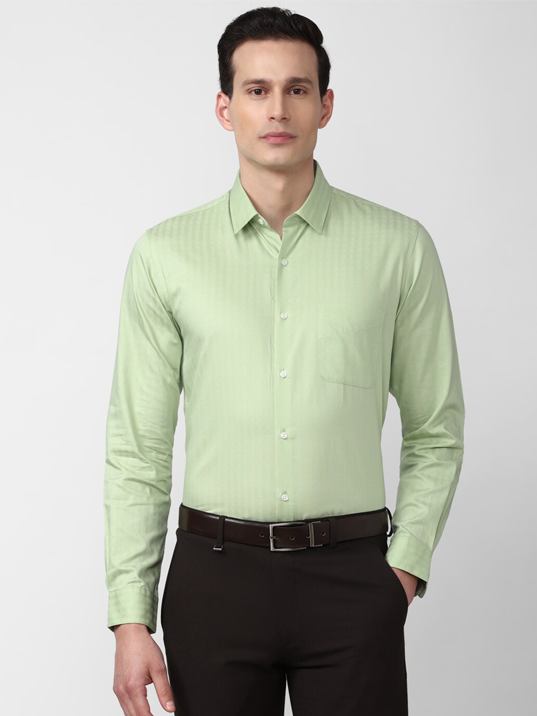 

Peter England Men Sea Green Slim Fit Cotton Formal Shirt