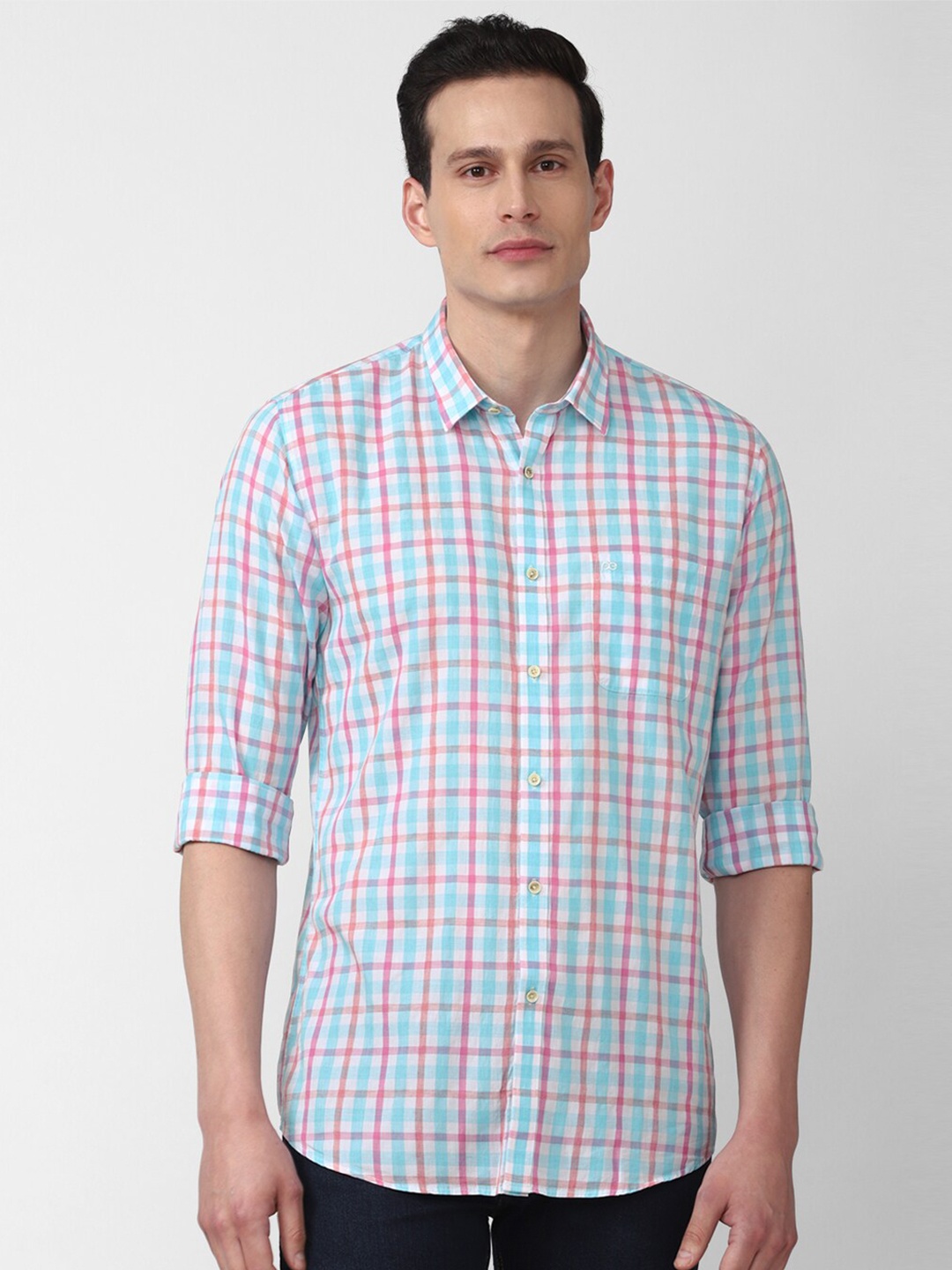 

Peter England Casuals Men Green Slim Fit Checked Casual Shirt
