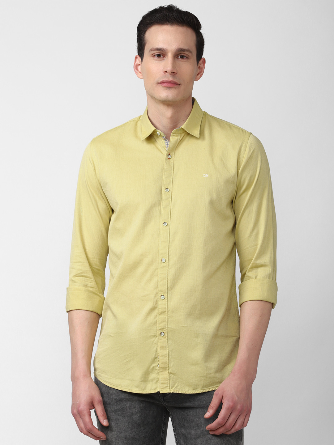 

Peter England Casuals Men Yellow Pure Cotton Slim Fit Casual Shirt