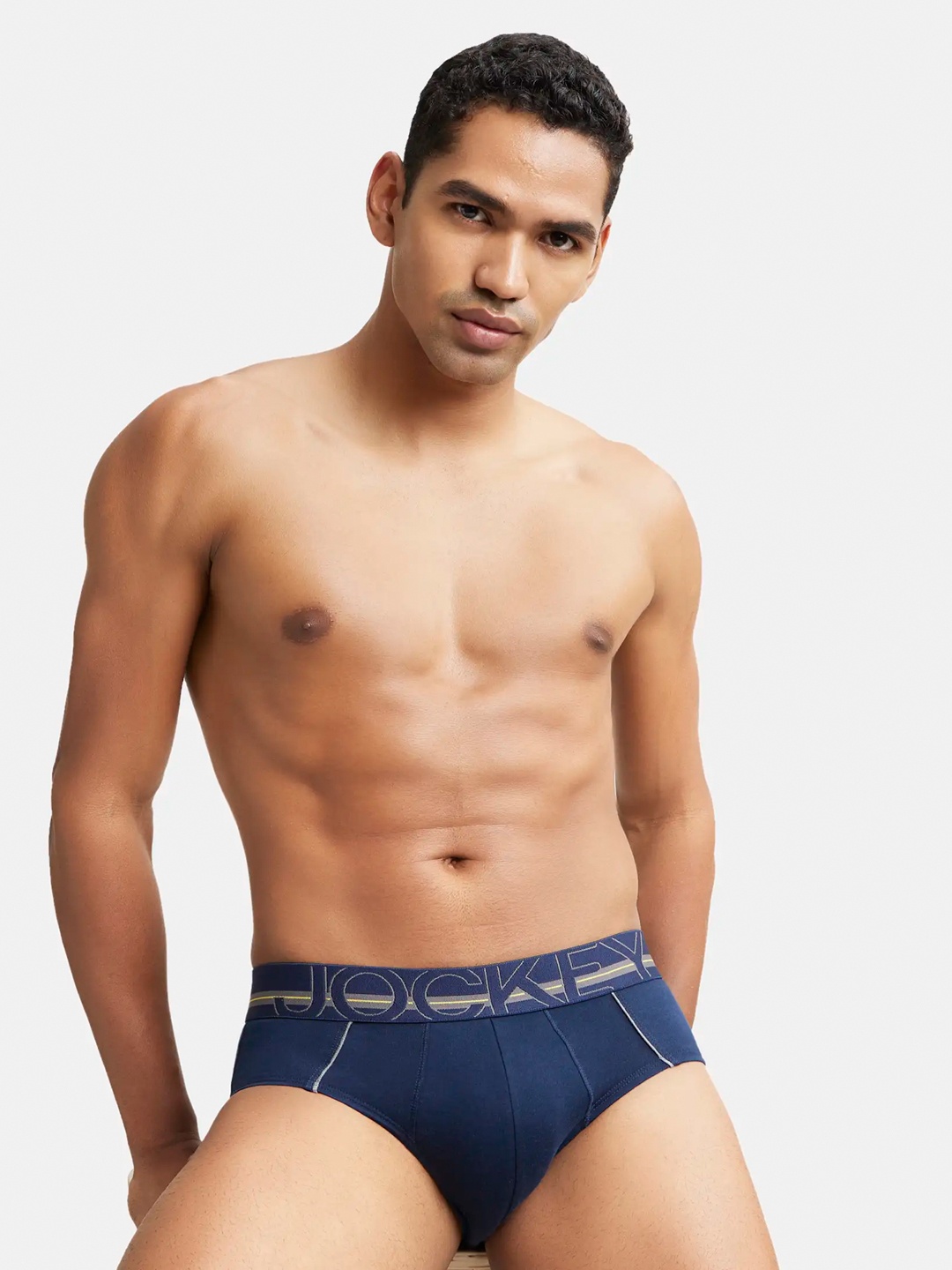 

Jockey Combed Cotton Brief with Ultrasoft Waistband-US14, Navy blue