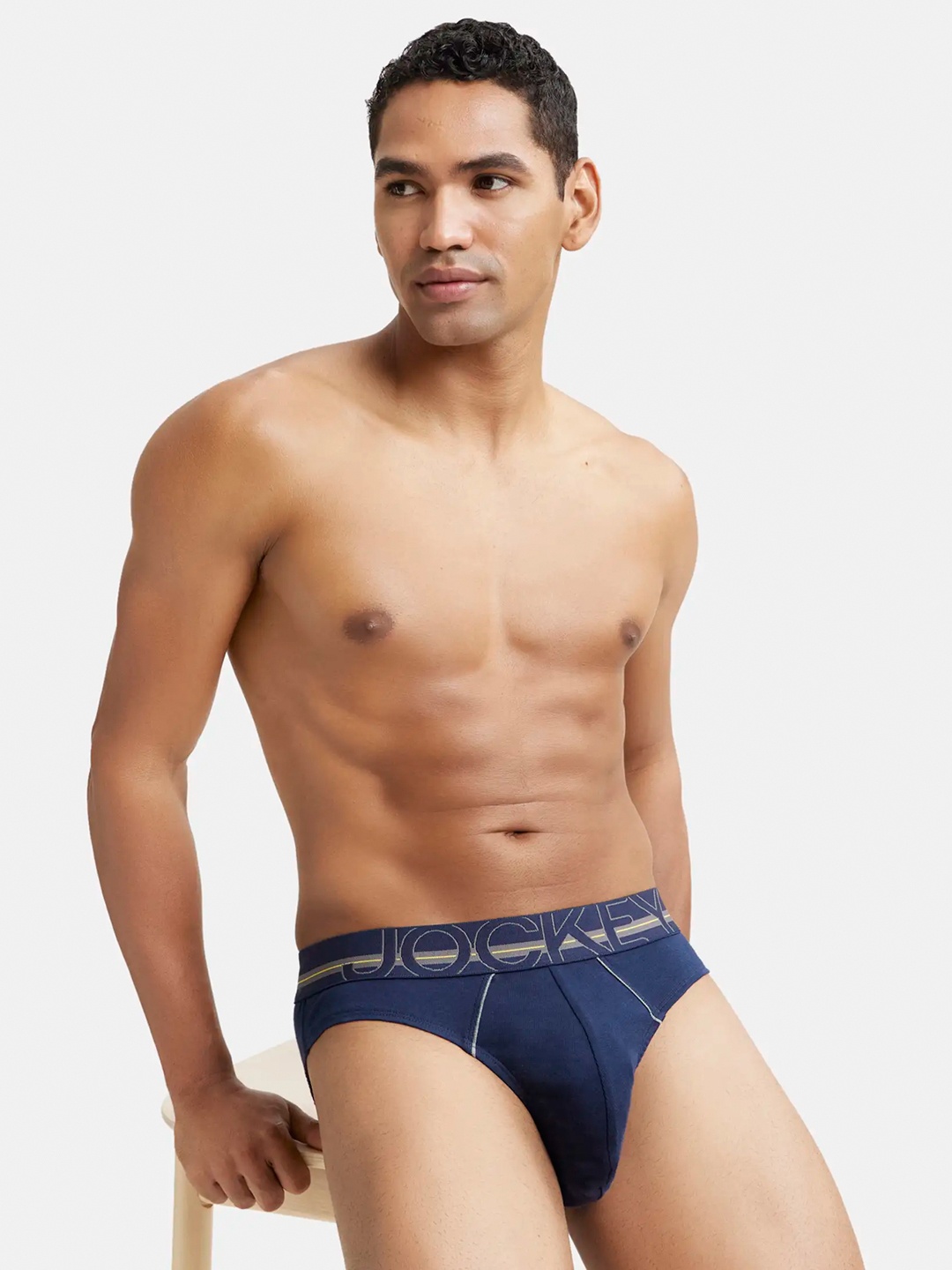 

Jockey Combed Cotton Rib Brief with Ultrasoft Waistband-US17, Navy blue