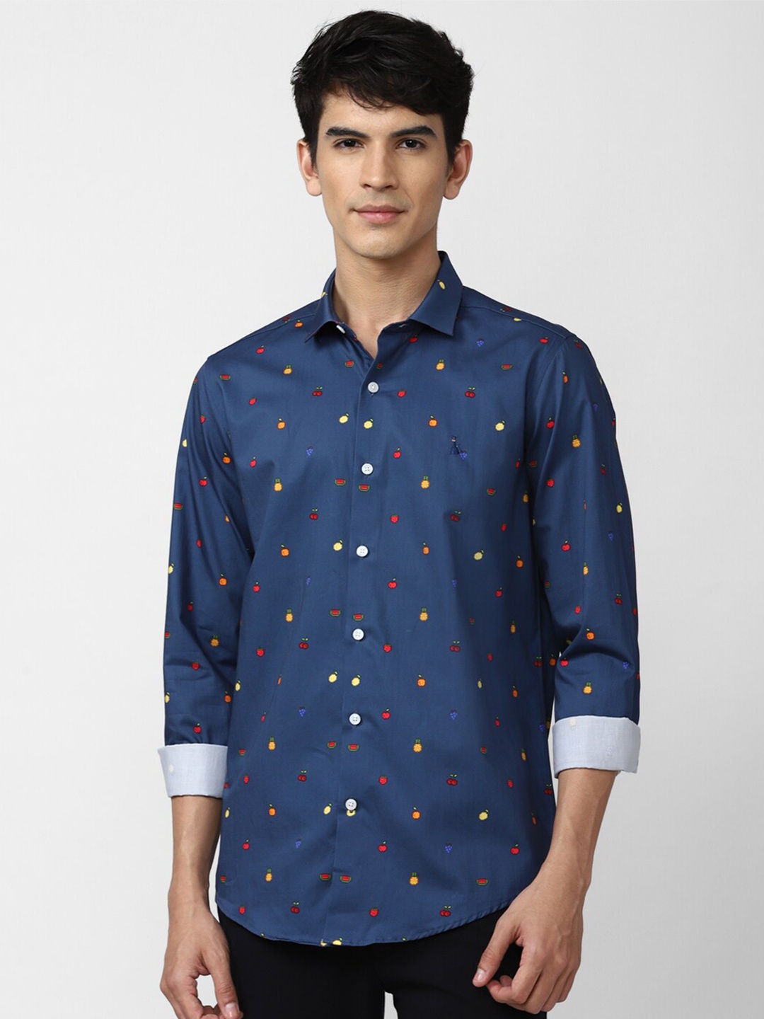 

SIMON CARTER LONDON Men Navy Blue Slim Fit Printed Cotton Casual Shirt