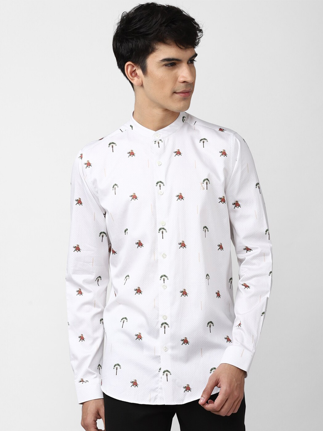 

SIMON CARTER LONDON Men White Slim Fit Printed Casual Shirt