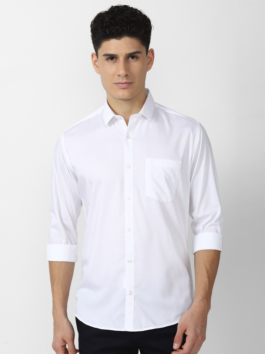 

V Dot Men White Slim Fit Formal Shirt
