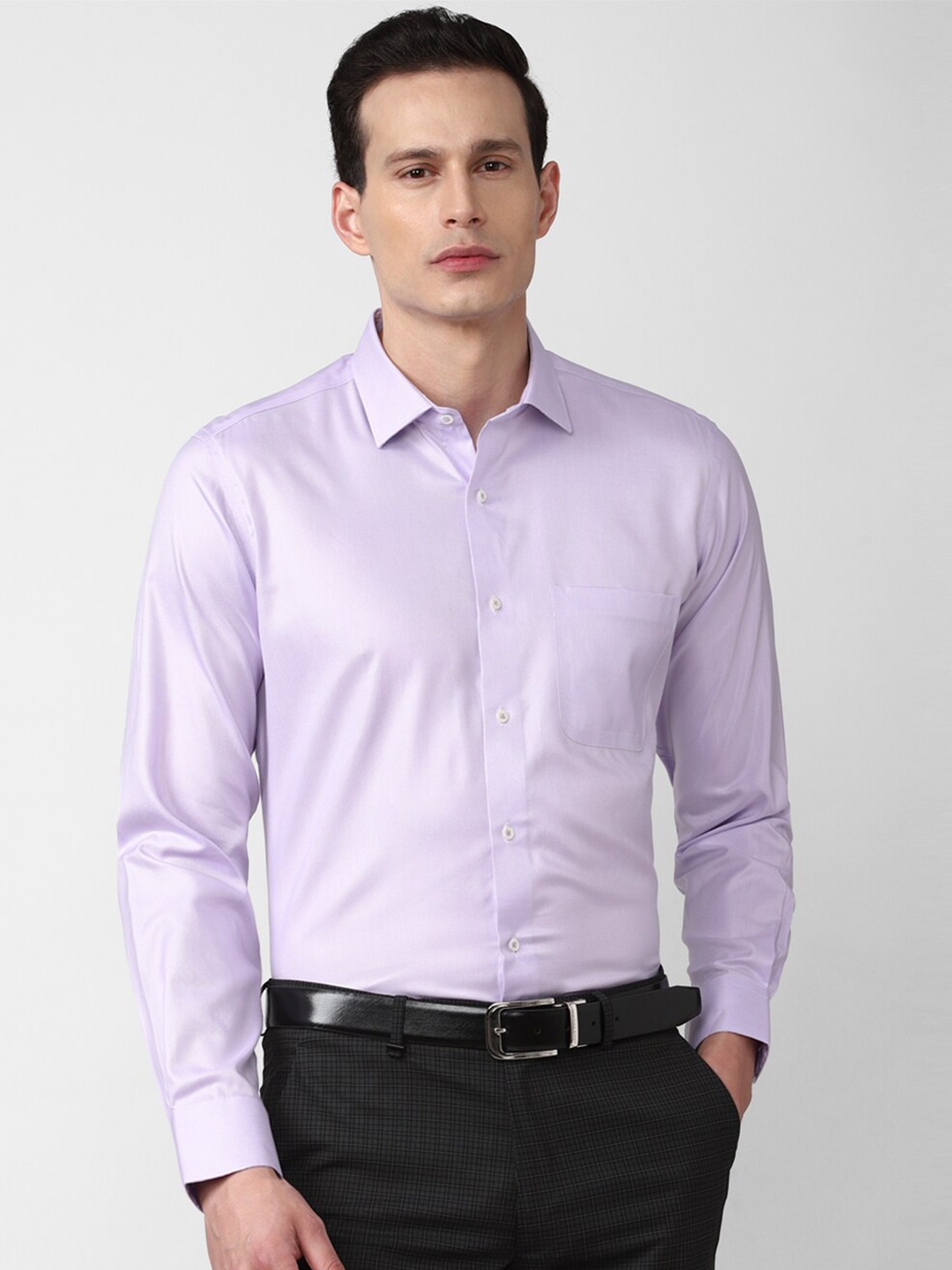 

Van Heusen Men Purple Solid Cotton Formal Shirt