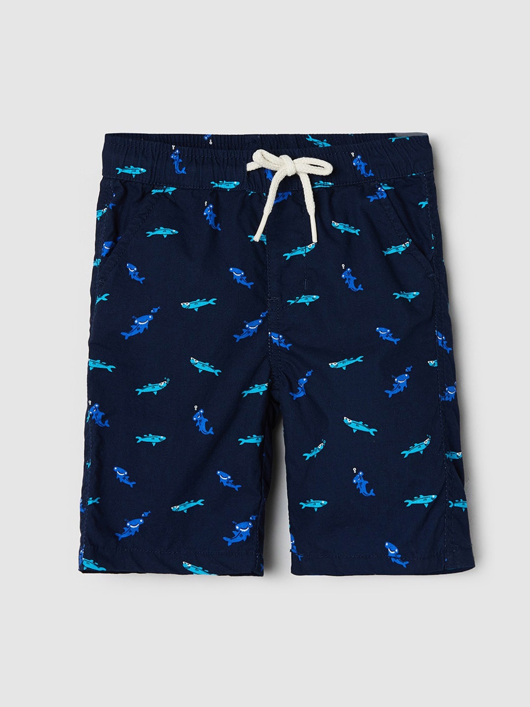 

max Boys Conversational Printed Pure Cotton Mid Rise Shorts, Blue
