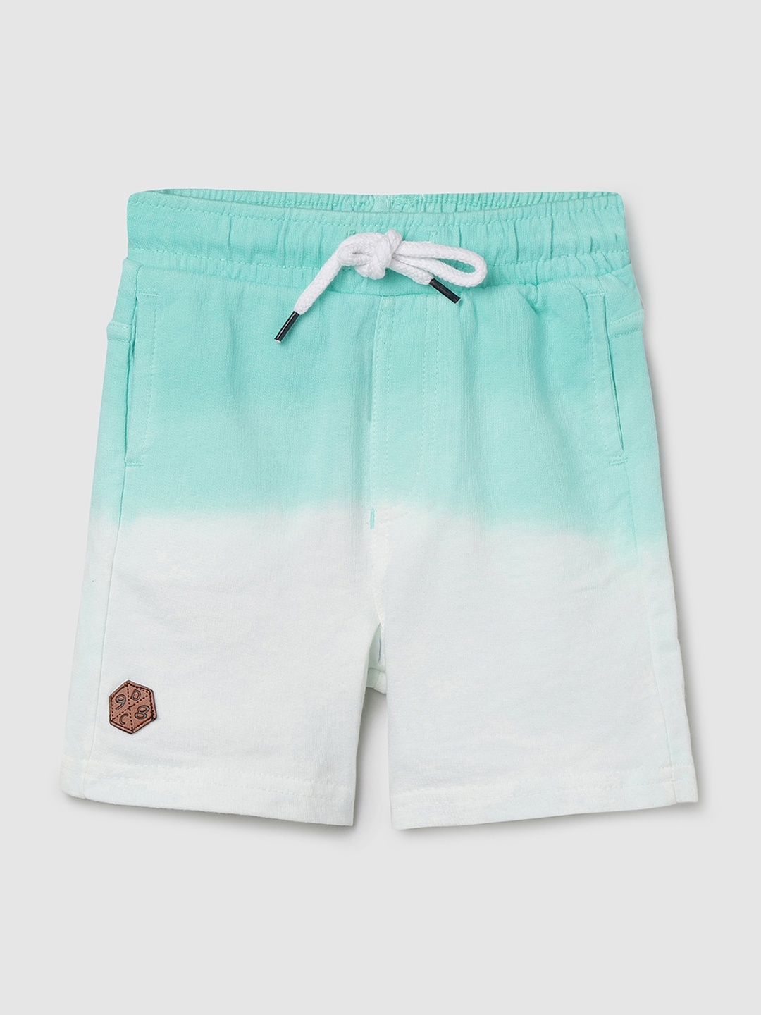 

max Boys Ombre Mid Rise Cotton Shorts, Sea green